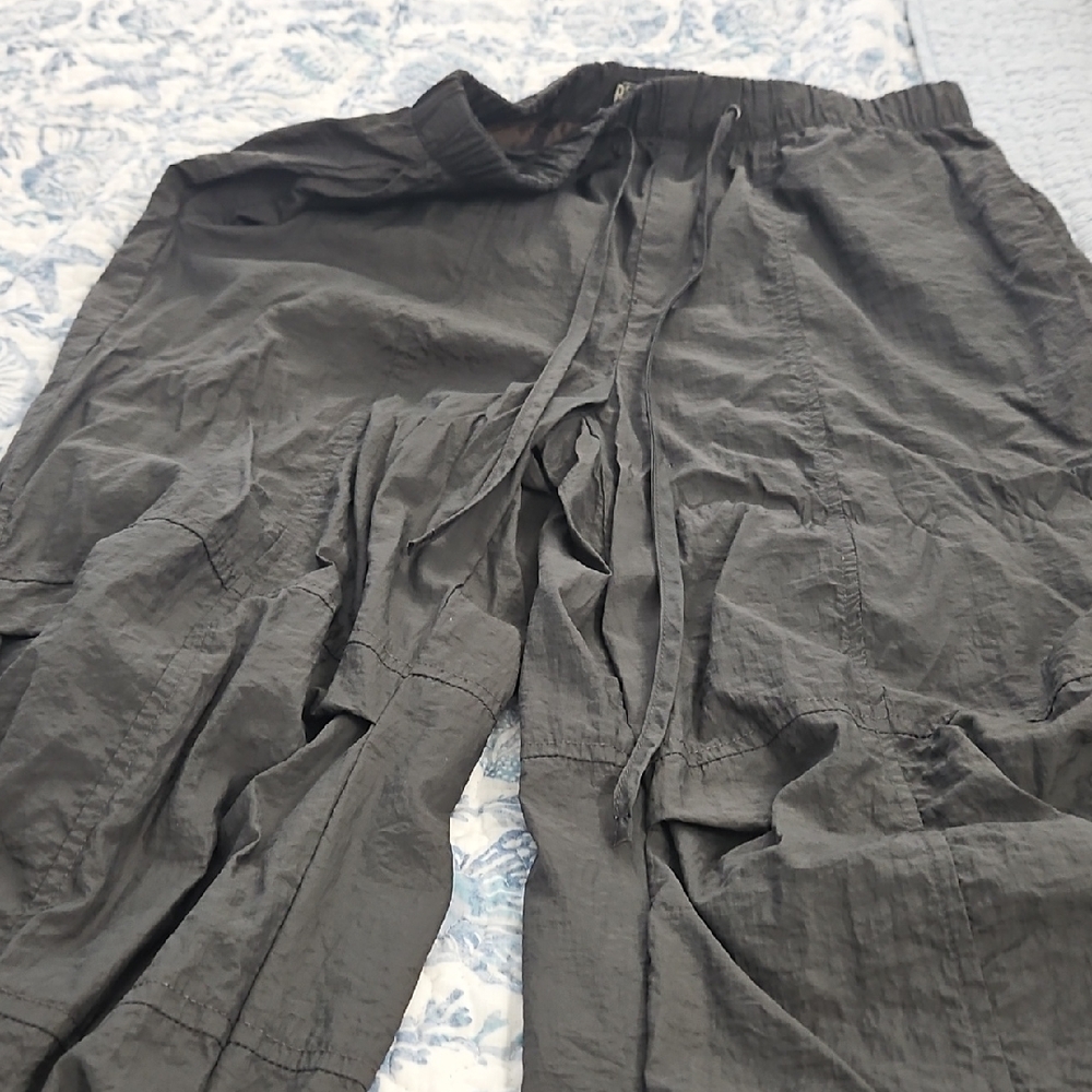 WomensCasual Drawstring Pants - Gray With Open Tie Sides & Adjustable Cuff